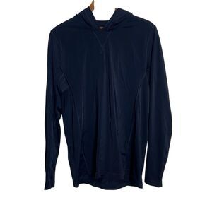 Lands' End Stretch Pullover Long Sleeve Hooded T-Shirt Black Size Small